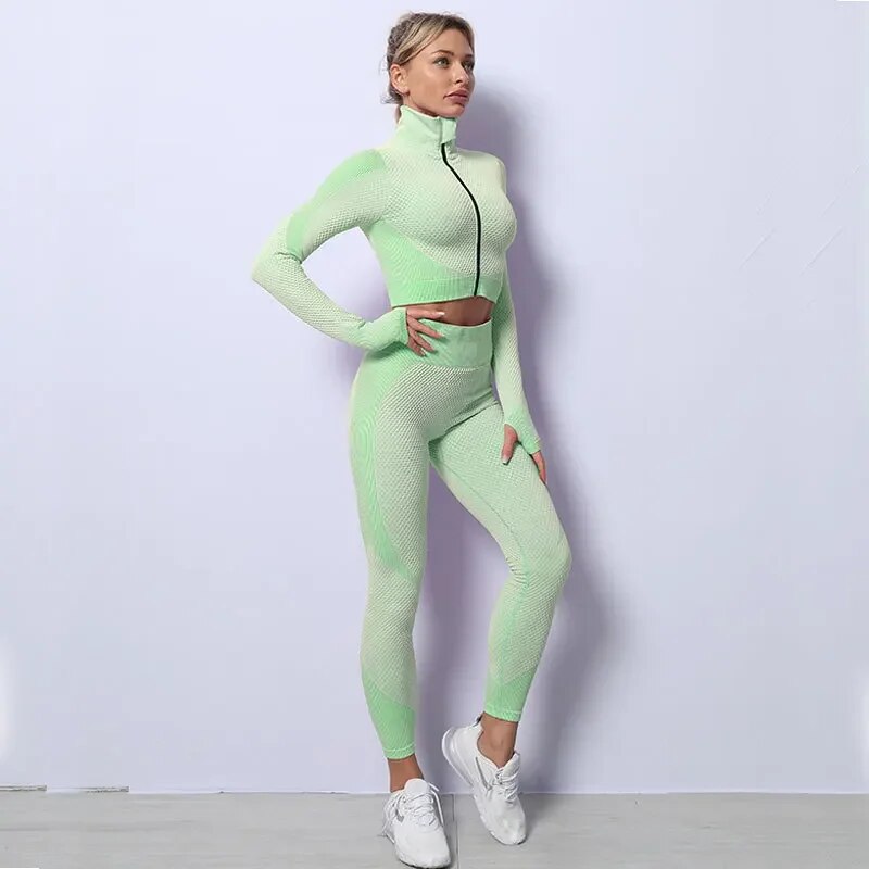 Zip Up + Sports Bra + Yoga Pants Sports Set