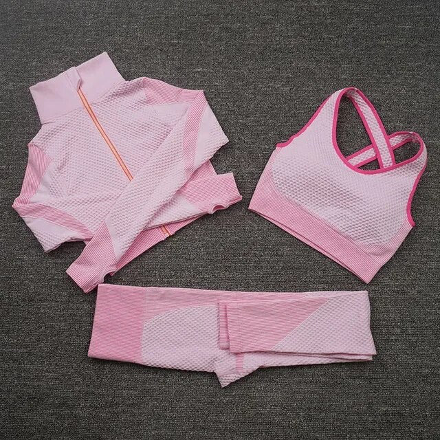 Zip Up + Sports Bra + Yoga Pants Sports Set